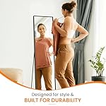 Full Length Mirror, 56" x 15" Standing Large Floor Mirror with Aluminum Frame for Bedroom, Living Room, Bathroom（Black - Image 5