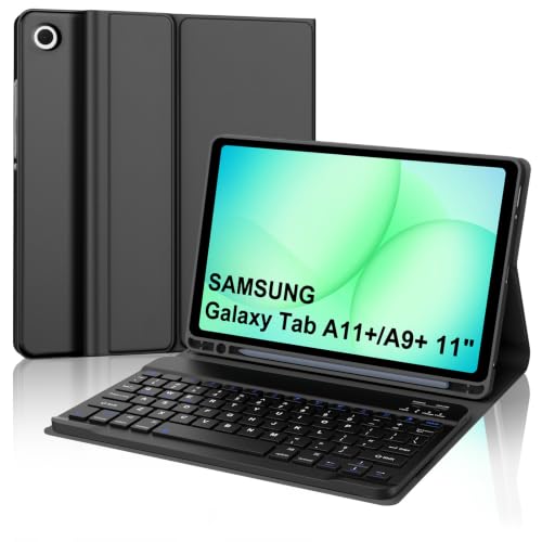 Funda con teclado para Samsung Galaxy Tab A9 Plus y A11 de 11 pulgadas 2023 color negro