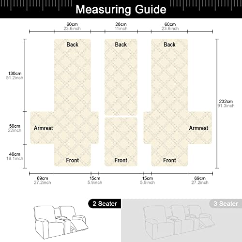 Image of TAOCOCO Loveseat Recliner Cover with Console Pet Cover for Loveseat Recliner with Elastic Straps (2 Seater, Ink Black)