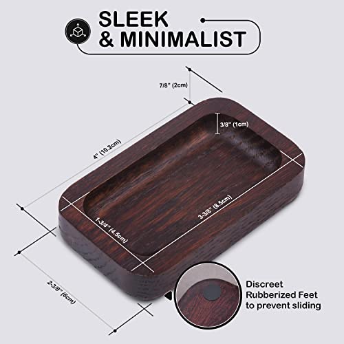 Prazoli Men's Ring Holder For Jewelry - Wooden Ring Dish Engagement Mens Ring Tray & Wedding Ring Holder For Nightstand, Anniversary Wood Gifts For Him, Small Trinket Dish For Men Key #TOP6