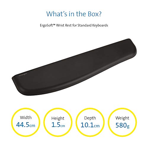Image of Kensington ErgoSoft Wrist Rest for Standard Keyboards, Black (K52799WW) (Pack of 2)