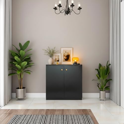 Image of Shoe Rack with Doors | 3 Tier Closed Shoe Cabinet | Compact Footwear Storage for Entryway, Living Room & Bedroom (L 60 x B 32 x H 60 cm) DIY (Midnight WENGE)