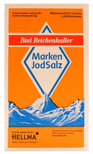 Bad Reichenhaller Alpen-Jod-Salz 2000 Stk. je 1 g - 2 kg Vorrats-Box - Salztütchen einzeln verpackt, für Cafés und Gastronomie
