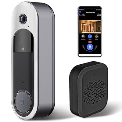 SYCAMTC Wireless HD Video Doorbell Camera, Live View 2-Way Audio, Safe Doorbell with Night Vision, Cloud Storage, 2.4G Wi-Fi only
