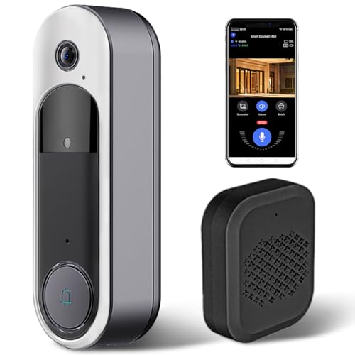Wireless HD Video Doorbell Camera, Live View 2-Way Audio, Safe Doorbell with Night Vision, Cloud Storage, 2.4G Wi-Fi onl - Detailed View