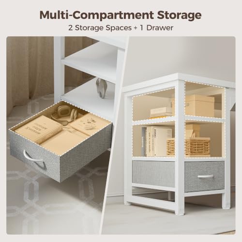 Image of Mericonia 48 in Computer Desk with Drawer, 1 inch Thick Reversible Office Desk | Modern Writing Table with Storage Shelves, Heavy Duty Industrial Study Desk for Home Bedroom Work