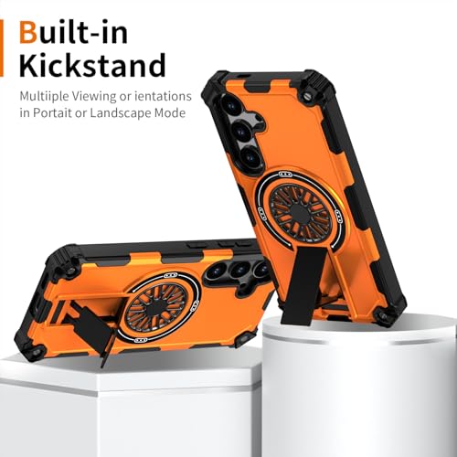 Coque magnétique Galaxy S25 antichoc avec support invisible orange - 3