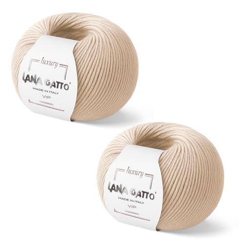 2-Pack Cashmere and Extra-fine Merino Wool Luxury Yarns for Hand Knitting and Crocheting, Made in Italy, 3.6 oz / 436 yd (Cream - 10011, 2)
