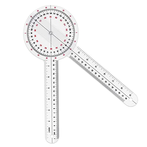 Jrudjsnhhty GonióMetro de 12 Pulgadas, Regla de áNgulo OrtopéDico Transparente GonióMetro de PláStico GonióMetro Espinal de 360 Grados para Medir el Cuerpo