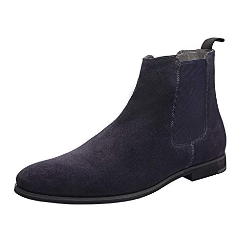 Allonsi Berdine | Formal Genuine Leather Suede Chelsea Boots | Chelsea Boot for mens | Flexible Rubber Sole | Lightweight Construction | Italian Design | Quality Craftsmanship | Navy | US 9