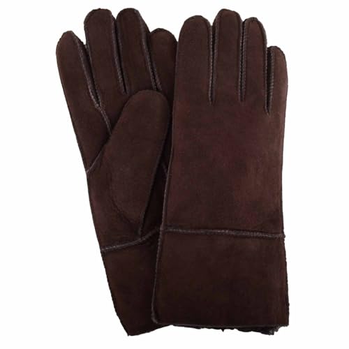 Guante de piel de oveja auténtica para mujer SNUGRUGS color café talla L invierno