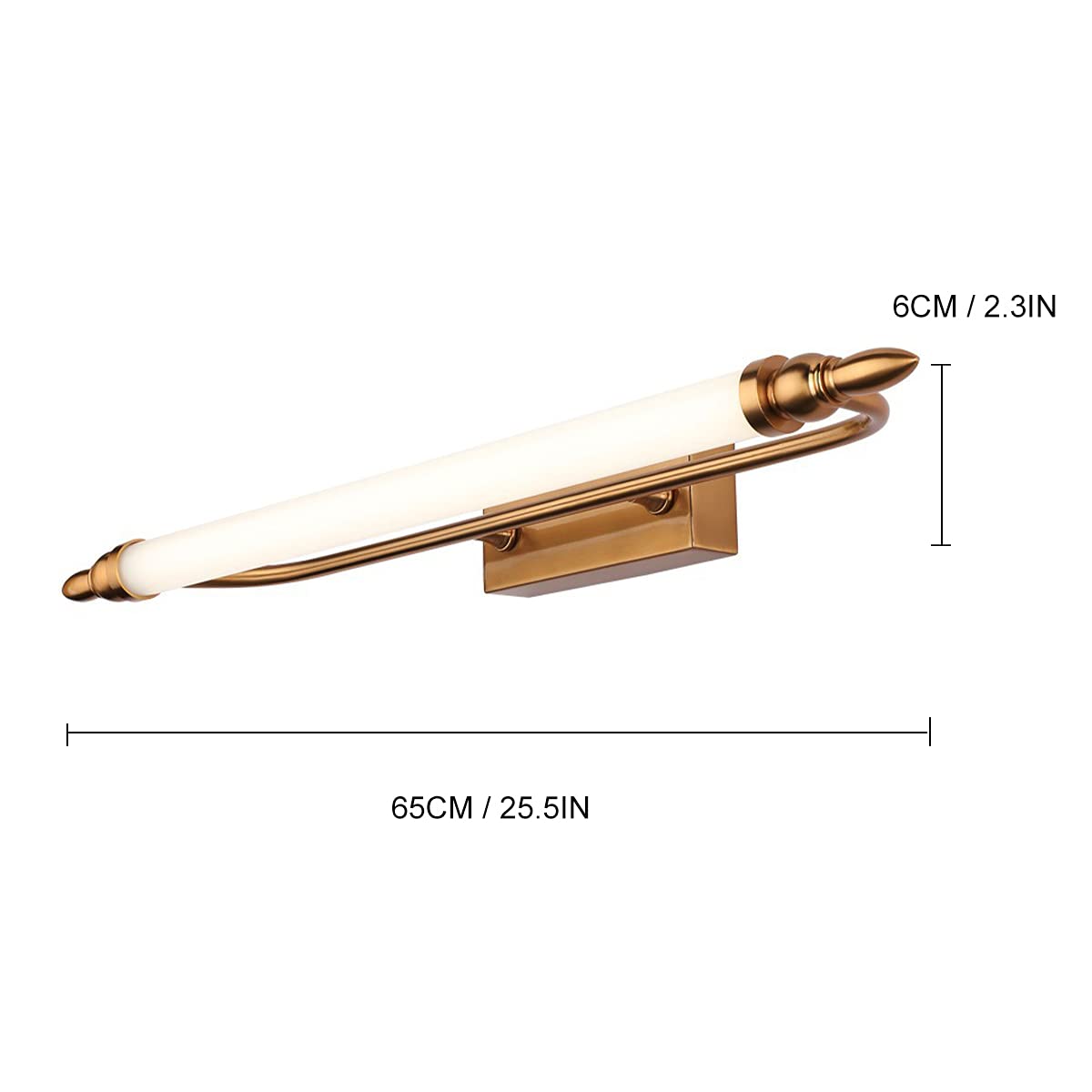 Lampy ścienne, Oświetlenie lustra łazienkowego LED, lustrzana lampa czołowa do antycznych metalowych luster łazienkowych złota lampa lustra w łazience/65 cm