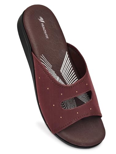 Image of HEALTH FIT EXTRA SOFT Women's Comfortable Memory Foam Doctor Slippers /Flip-Flops|Fashionable Casual & Stylish|Lightweight & Breathable|Outdoor Synthetic Casual Chappals Sandals Ladies & Girls HF25