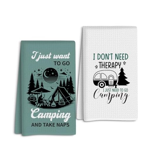 Camping Kitchen Towels Sets of 2, Funny Housewarming Farmhouse Gifts, Camper Dish Hand Tea Towels, Camping Kitchen Decor, Camper Accessories for Inside