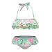 HowJoJo Girls Two Piece Tankini Swimsuit Hawaiian Ruffle Swimwear Bathing Suit Set Blue