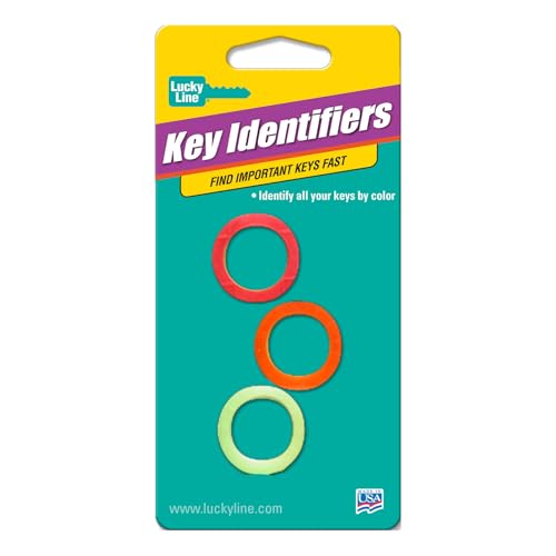Lucky Line Large Key Identifiers, 3 units (Pack of 1), Assorted Neon Colors (16606)