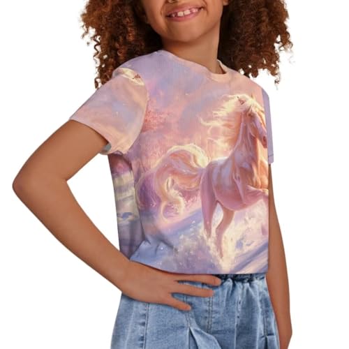 Image of Girl Crop Top Shirts for Summer Cute T Shirts Short Sleeve Tees for Kids 5-16