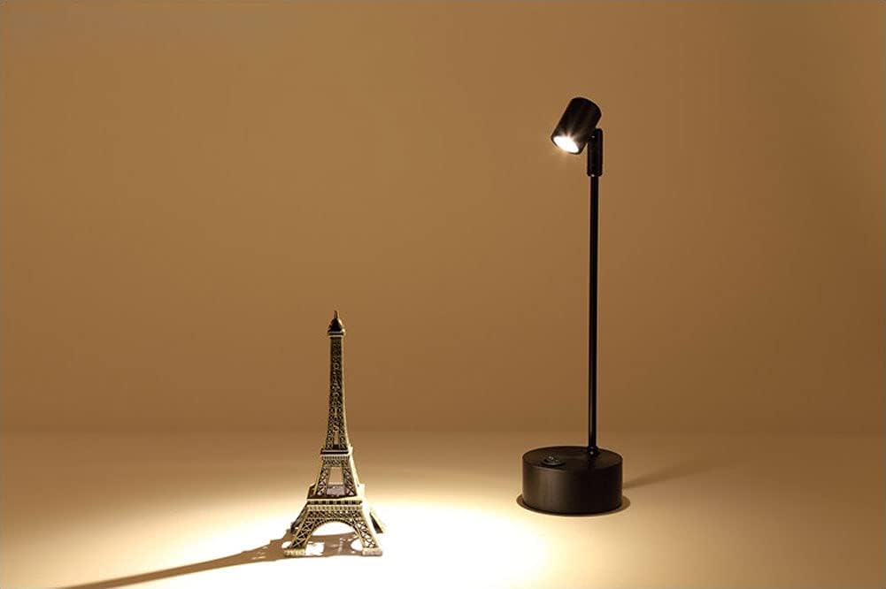 Jewelry Lights,Showcase Under Cabinet Lamp,AAA Battery-Operated LED 3w Stand Pole Light,Desk/Table,Display/Exhibit Spotlight ON/Off Switch,with Suction Cup,6.7" Height,Black,Warm White 3000k