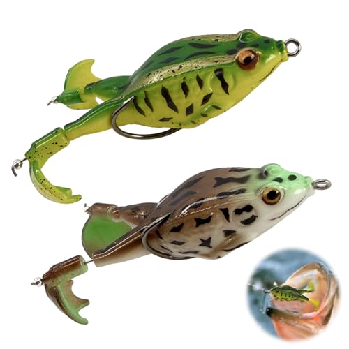 FortuneGlobe Realistyczna żaba przynęta wędkarska 2 szt., Cm podwójny haczyk 360°miękki silikonowy przynęta wędkarska catterbait sum miękka przynęta do okoni, pstrąga i szczupaka
