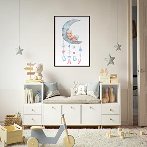 Impression encadrée bébé lune endormie un cadeau de naissance idéal