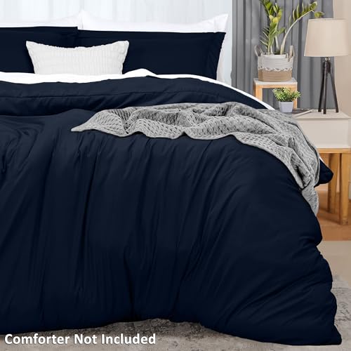 Utopia Bedding Duvet Cover King Size - 1 Comforter Cover with 2 Pillow Shams - 3 Pieces Bedding Duvet Cover with Zipper Closure - Soft Brushed Microfiber, 104 X 90 Inches (Navy)
