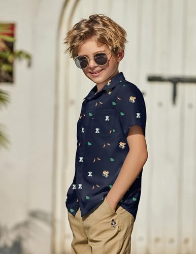 Image of Arshiner Boys Short Sleeve Dress Shirts Solid Button Down Shirts | formal Uniform School Shirt, for 4-12 Years, Hidden Buttons, with Chest Pocket, Regular Fit, Summer Tee top for Kids