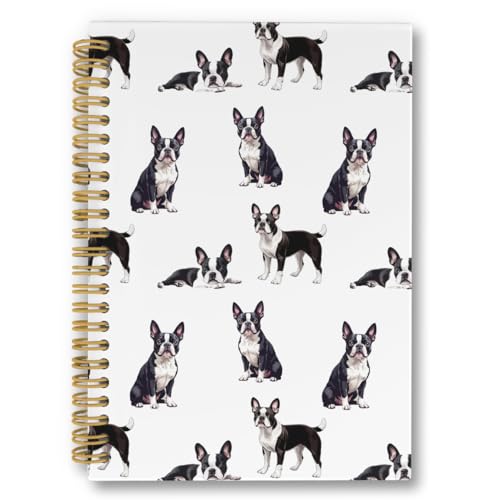 laveliabel Boston Terrier Gifts Spiral Notebook, Boston Terrier Gifts for Women Journaling Notebooks, Dog Mom Lovers Gift College Ruled Spiral Notebook for School Office Supplies, 5.5x8.3inch