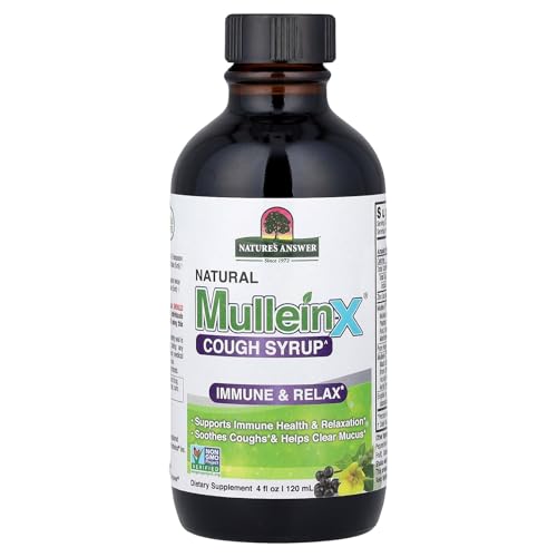 Nature's Answer Mullein-X Immune & Relax Cough Syrup | 4 Fluid Ounces | Supports Immune & Relaxation | Soothes Cough & Clears Mucus | Non GMO Gluten Free