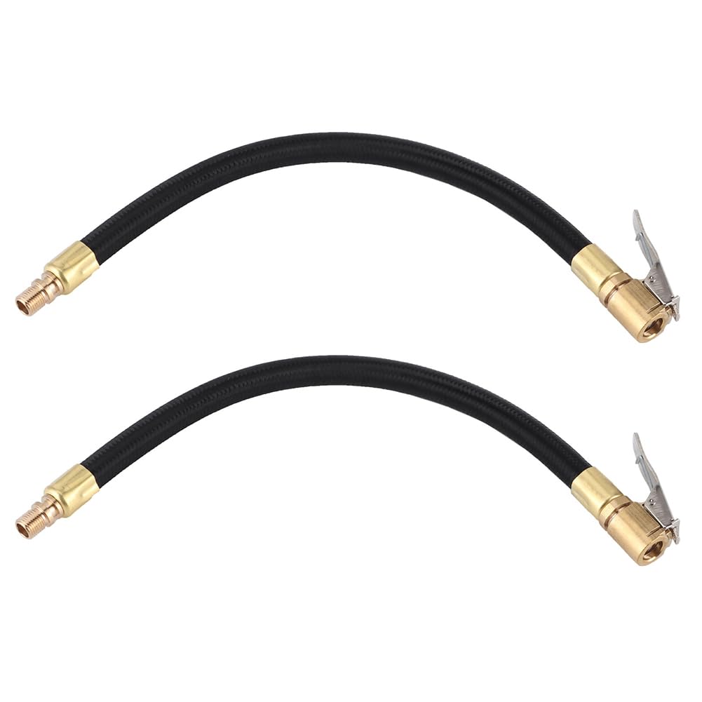 Klanata 2PCS Tire Inflator Extension Tube, 14cm 5.5in Tire Inflator Hose Extension Tube Tyre Pump Quick Inflation Chuck Adapter for Car Motorcycle Bike Maintenance Accessories with American Valve (2)