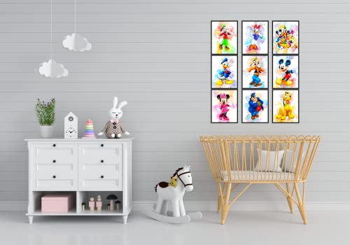 Sylvana Workshop - Mickey Mouse Poster Watercolor Prints , Unframed(8"X10" Set Of 9 Wall Decor), Mickey Mouse Decor, Birthday Gift, Mickey Mouse Decorations, Posters For Room, Posters For Boys Room, Posters For Girls Room #TOP2