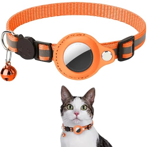 Coleira Pet com Rastreador Compatível AirTag Gato e Cachorro De Nylon E Couro Resistente Anti Perda,