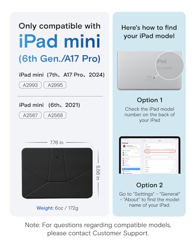 Image of MOFT Dynamic Folio Case for iPad mini 7 A17 Pro 2024 & iPad mini 6th A15 2021, 8.3 Inch Silm Magnetic Stand Case with 20+ Viewing Angles, Auto Wake /Sleep, Ultra Thin,Navy Blue