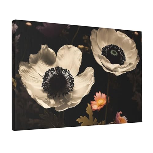 Fleurs en fleurs noires sur toile pour réinventer l'ambiance de votre chambre à coucher moderne