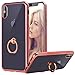 Casetego Compatible iPhone Xs Max Case,Slim Clear Soft Lightweight Shock Absorbing TPU Bumper Cover with Metal Built-in Ring Grip Phone Stand for Apple iPhone Xs Max 6.5",Rose Gold