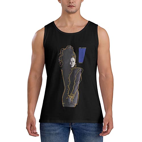 Janet And Jackson Singer Control Tank Tops Men Sleeveless Tees Print Casual Sport Gym Shirts Undershirt Workout Tank Top Black Large #TOP6