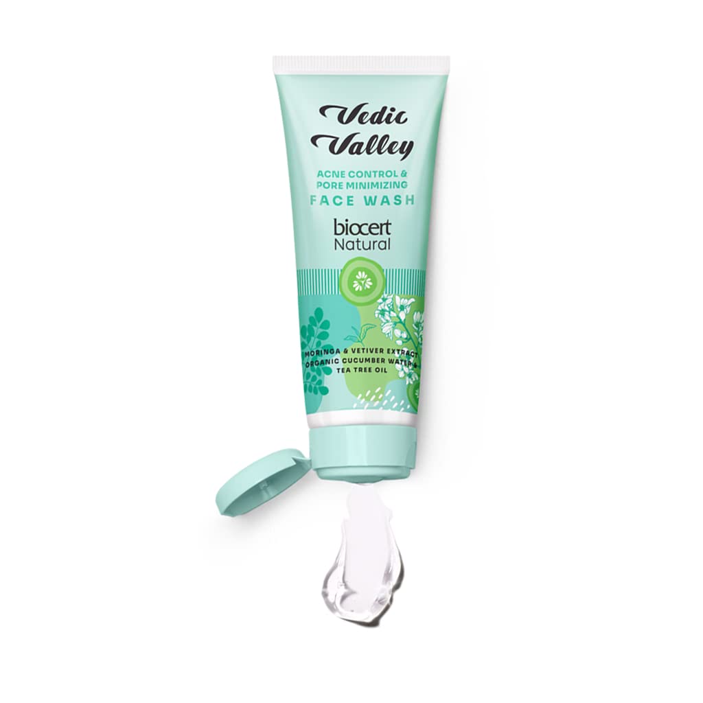 Vedic Valley Face Wash - Acne Control & Pore Minimizing - Moringa & Vetiver Extract - Cleans skin and Even skin tone 100 g