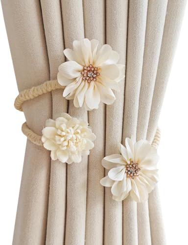 ZESLIV Soporte para cortinas, alzapaños para cortinas, cuerda para cortinas, flores decorativas