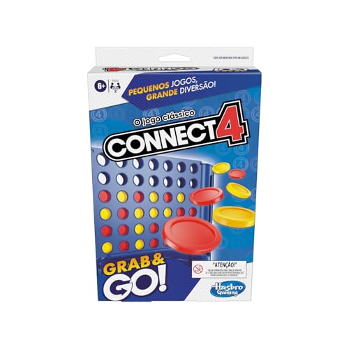 Hasbro Games, Jogo de Tabuleiro Portátil, Connect 4 Grab and Go - Jogo para Crianças, 2 Jogadores - A partir de 6 Anos