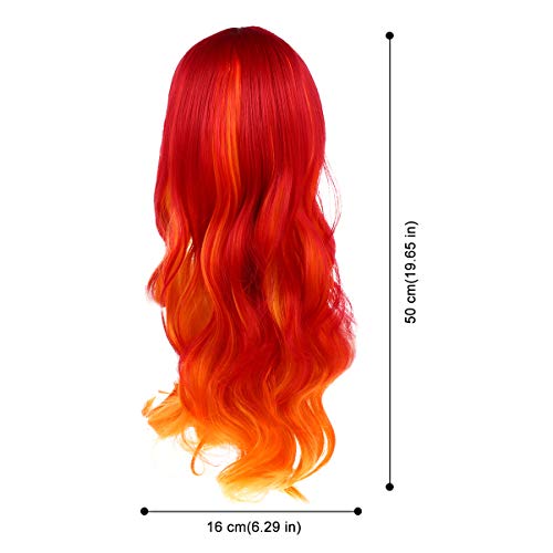 FRCOLOR Perucas Onduladas Coloridas Com Franja Gradiente Perucas de Cabelo Comprido Peruca Sintética