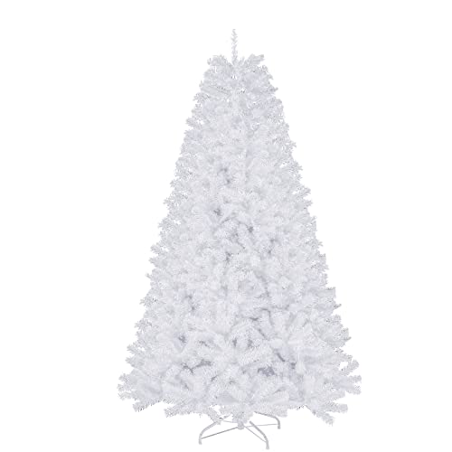 6ft White Artificial Christmas Tree – Premium Bushy Xmas Tree with 1150 Branch Tips, Full Dense Fake Silver Pine Tree Easy to Assemble, Indoor Holiday Decoration with Metal Stand