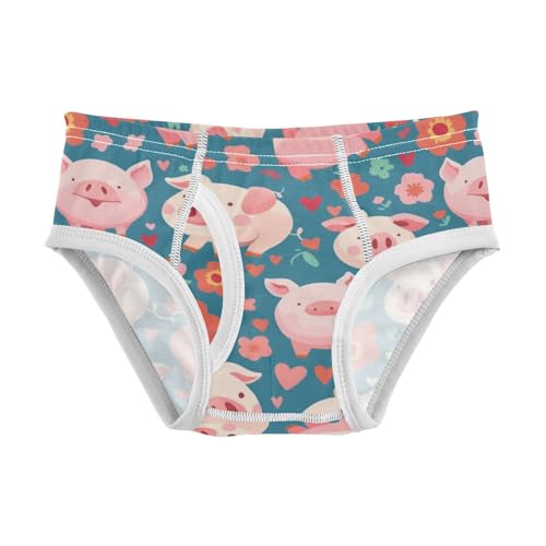 Wusikd Cute Pink Pigs Boys' Underwear Cotton Colorful Hearts Boys Briefs Soft Toddler Underwear 2T