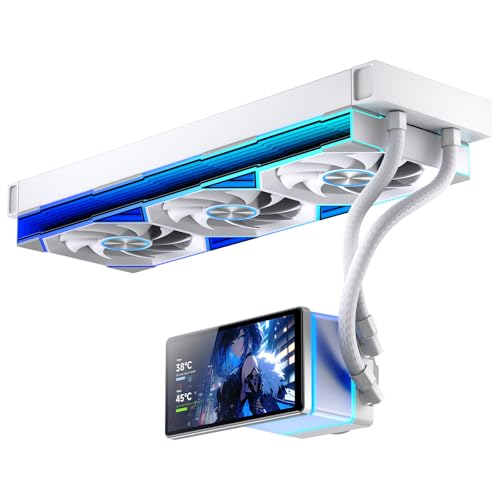 TZMRIT PF360 Aio Water Cooling 360 mm with 5.5 Inch LCD Magnetic Screen Display, All-in-One ARGB Infinity Mirror 2000 RPM PWM Fan, for AM4/AM5 & Intel LGA1851/1700...
