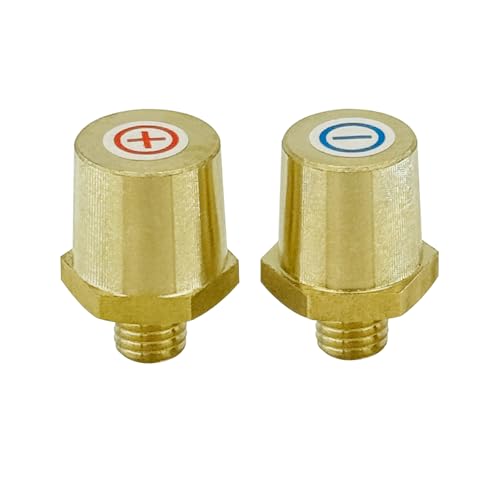 Ampper 3/8'-16 Thread Male Brass Side Post Battery Terminal Charging Posts, Standard Side Post 3/8' Battery Post Adapter (+/-) Compatible with GM Post, Pack of 2