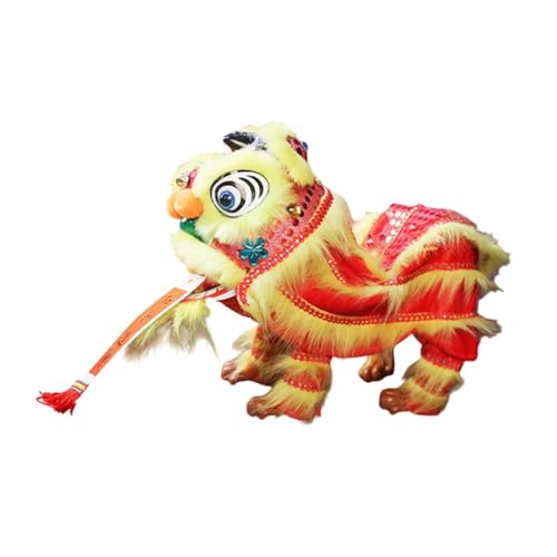Image of QLECXZI Charming Dancing Lion Toy Hand Puppet Fun Gift For Kids And Adults Special Keepsake For Multicultural Events And Parties Handmade Decoration Arts For, Red Yellow, 38x20cm
