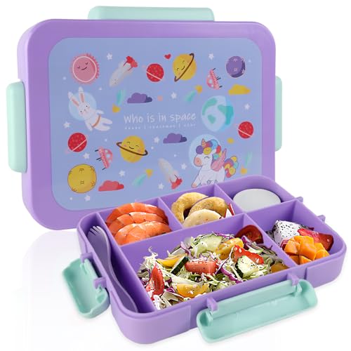 GmeDhc Fiambrera para niños con compartimentos, fiambrera, fiambrera, fiambrera, fiambrera con 5 compartimentos, para guardería, escuela, niños, niñas y niños