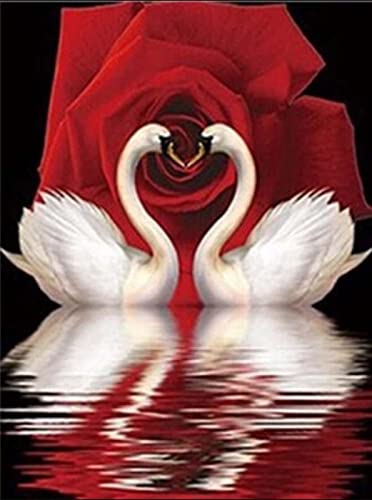 Peinture au diamant 5D cygne rose : idée cadeau loisir créatif 30x40cm