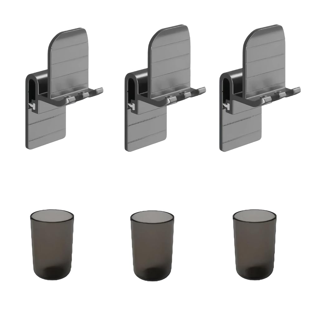 Osmond Toothbrush Rack Punch-Free Bathroom Wall-Mounted Mouthwash Cup Holder Electric Toothbrush Rack Gray