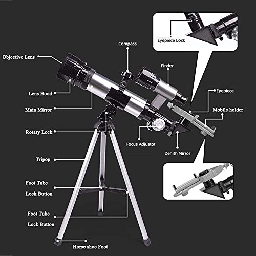 Telescopio portátil refractor ajustable para principiantes 74mm miniatura 5