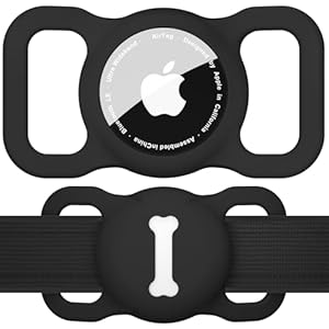 Mugust Hundehalsband Halter für AirTag, Air Tag Hund GPS Hülle, Silikon Anti-Lost Haustier Tracker Halsband Wasserdicht Anhänger, GPS Schutzhüllen Zubehör Heimtiertracker (Schwarz)