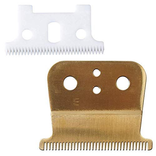 Pro T Outliner Cuchillas de Cerámica para Recortadora de Cabello Cuchillas de Cortapelos de Repuesto # 04521 - Poweka Compatible con Andis T Outliner Recortadora (Oro)